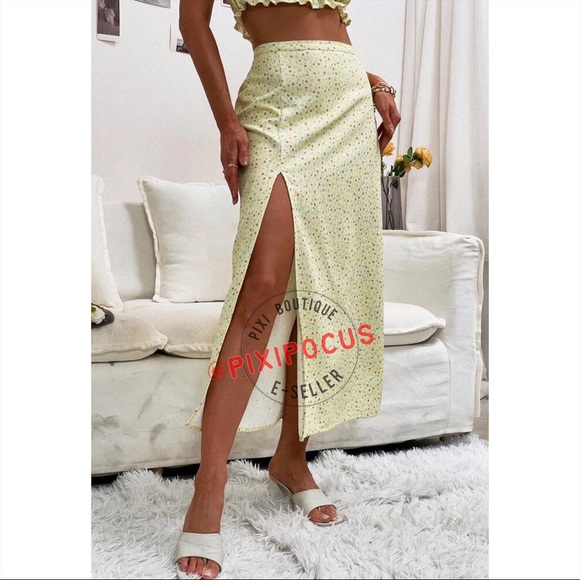 ZARA 2 PIECE SKIRT SET CO-ORD YELLOW PRINT NWT - Picture 6 of 12